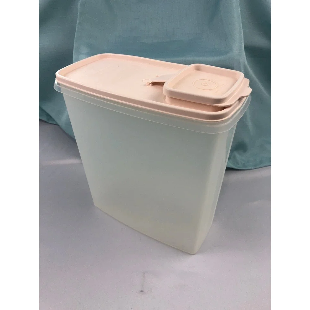 Tupperware Modular Mates Cereal Keeper w/ Peach Flip Top Pour Lid 1588-1 Frosted